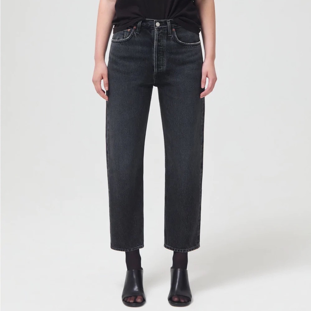 AGOLDE Size 28 90s Crop Mid Rise Loose Fit Jeans - Navy/Gray Color